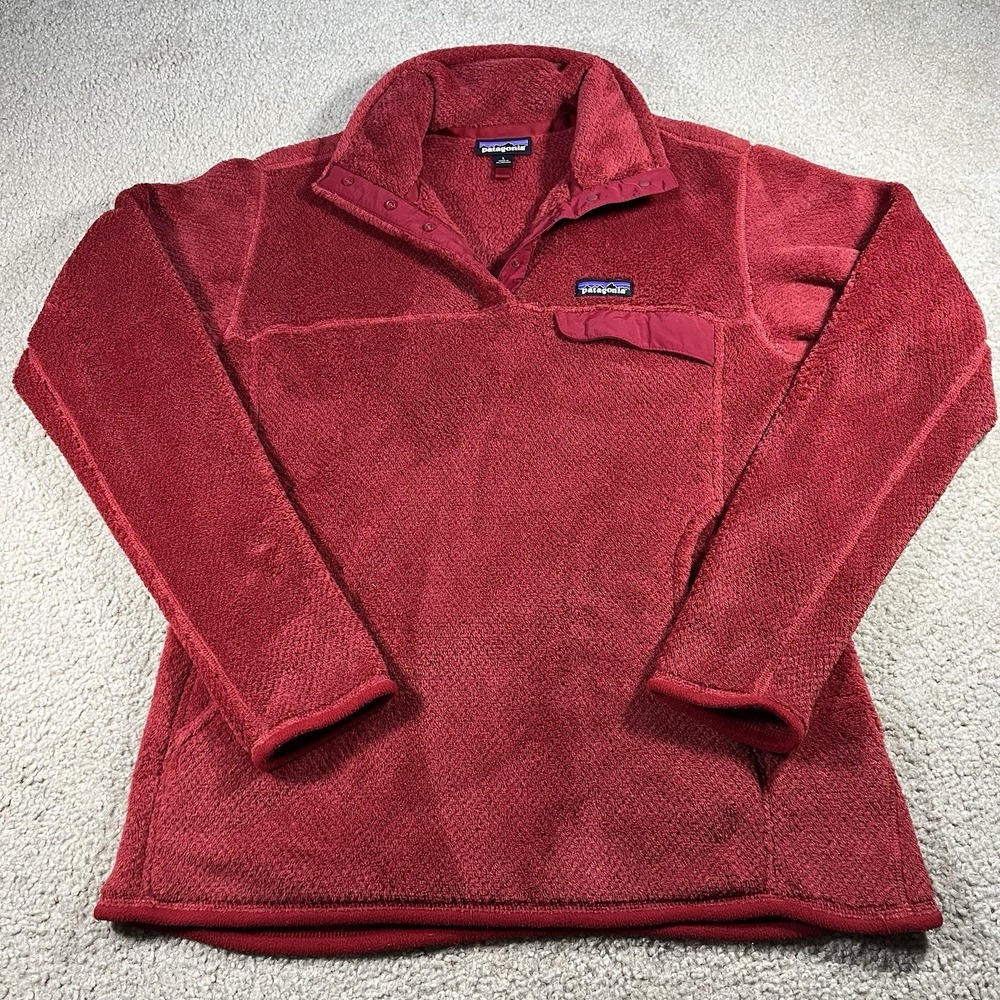Patagonia Womens Snap-T Fleece Pullover L Red Polartec‎ Thermal Pro Hiking EUC